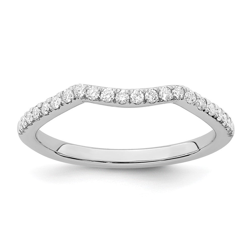14k White Gold 1/5 carat Diamond Contoured Complete Wedding Band