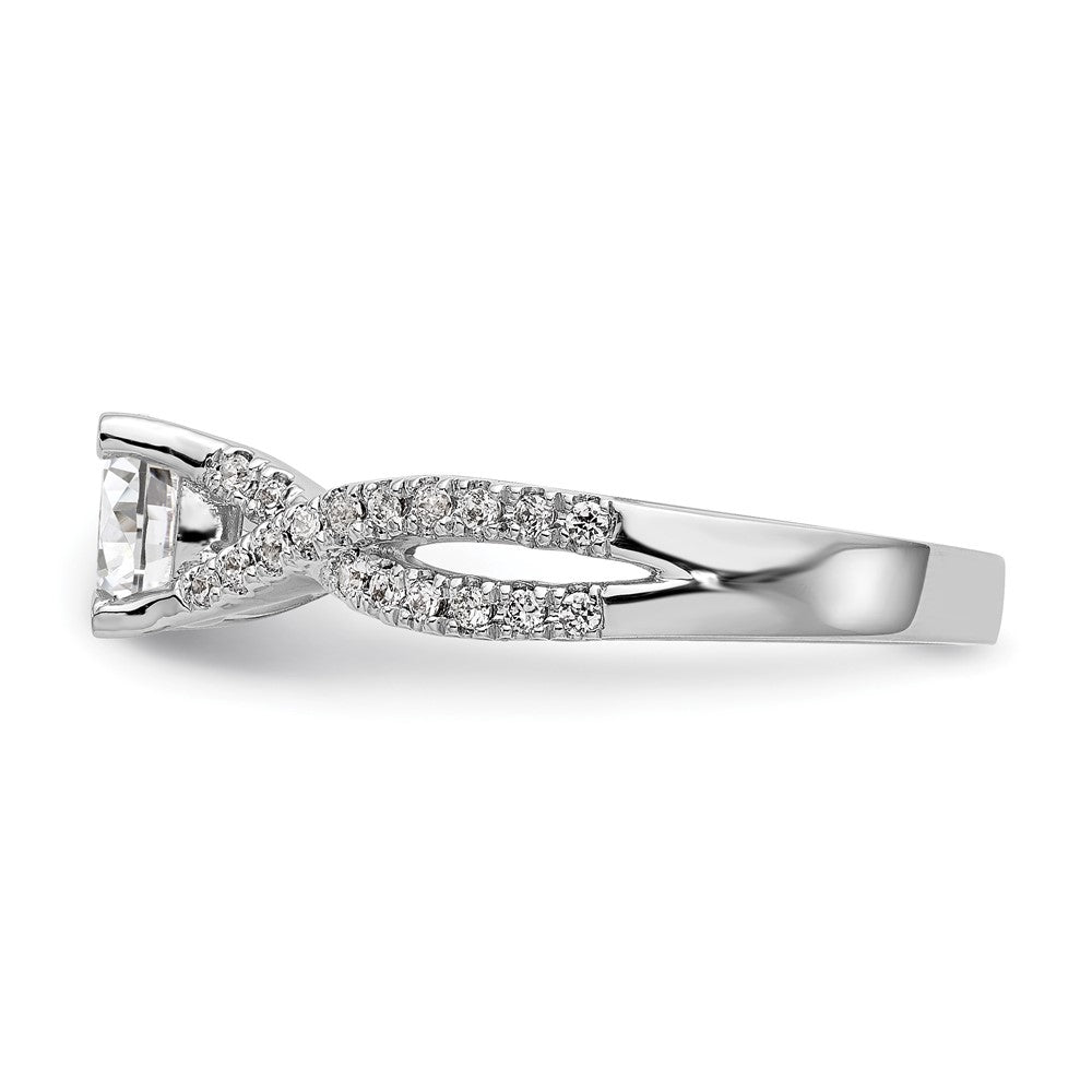 14kw Lab Grown Diamond VS/SI+ G+ Round By-Pass Eng Ring w/.5ct Cente
