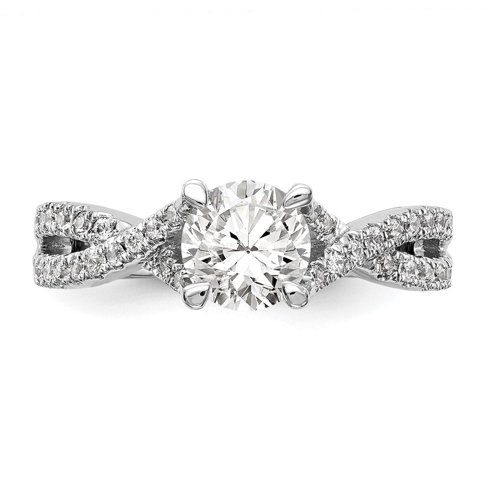 14kw Lab Grown Diamond VS/SI+ G+ Round By-Pass Eng Ring w/.5ct Cente