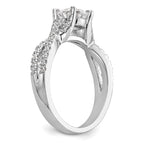 14kw Lab Grown Diamond VS/SI+ G+ Round By-Pass Eng Ring w/.5ct Cente