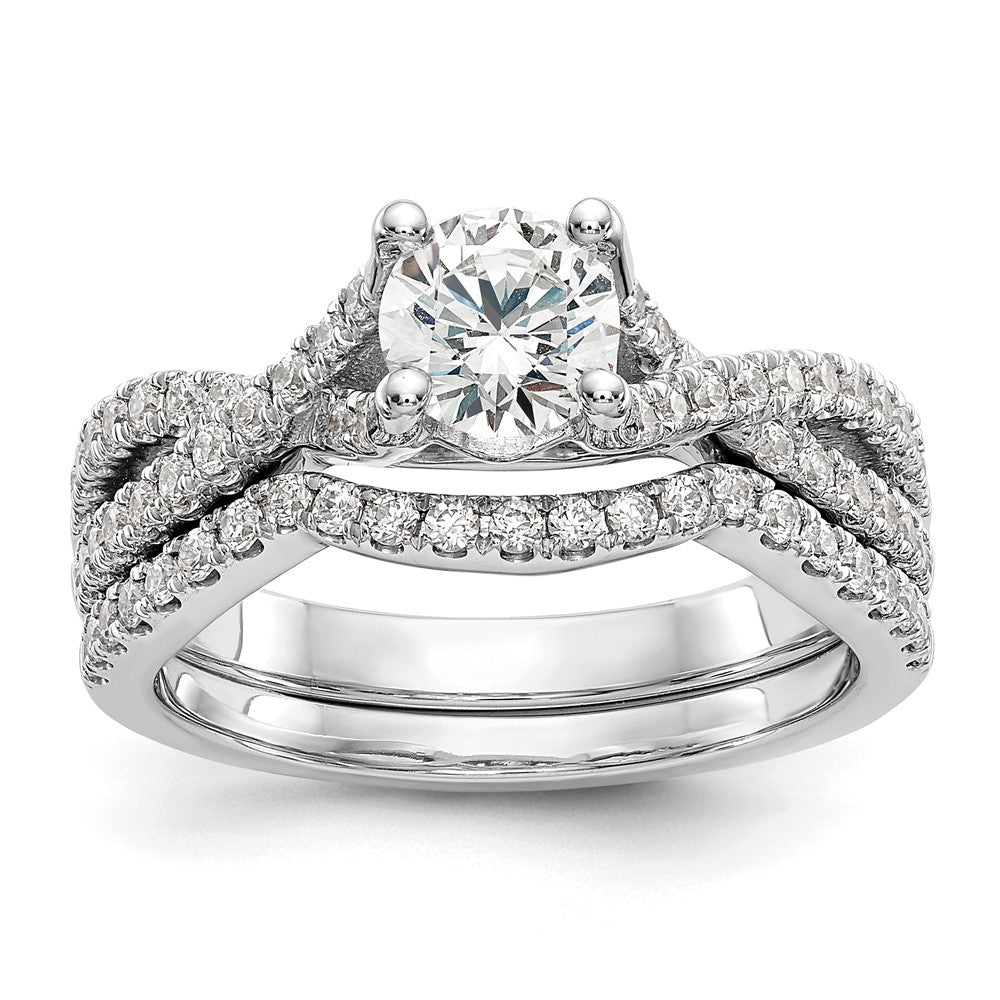 14kw Lab Grown Diamond VS/SI+ G+ Round By-Pass Eng Ring w/.5ct Cente