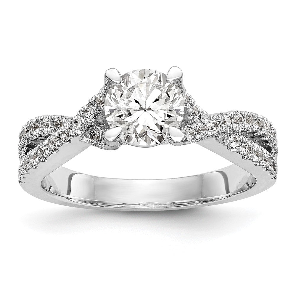 14kw Lab Grown Diamond VS/SI+ G+ Round By-Pass Eng Ring w/.5ct Cente