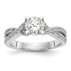 14kw Lab Grown Diamond VS/SI+ G+ Round By-Pass Eng Ring w/.5ct Cente