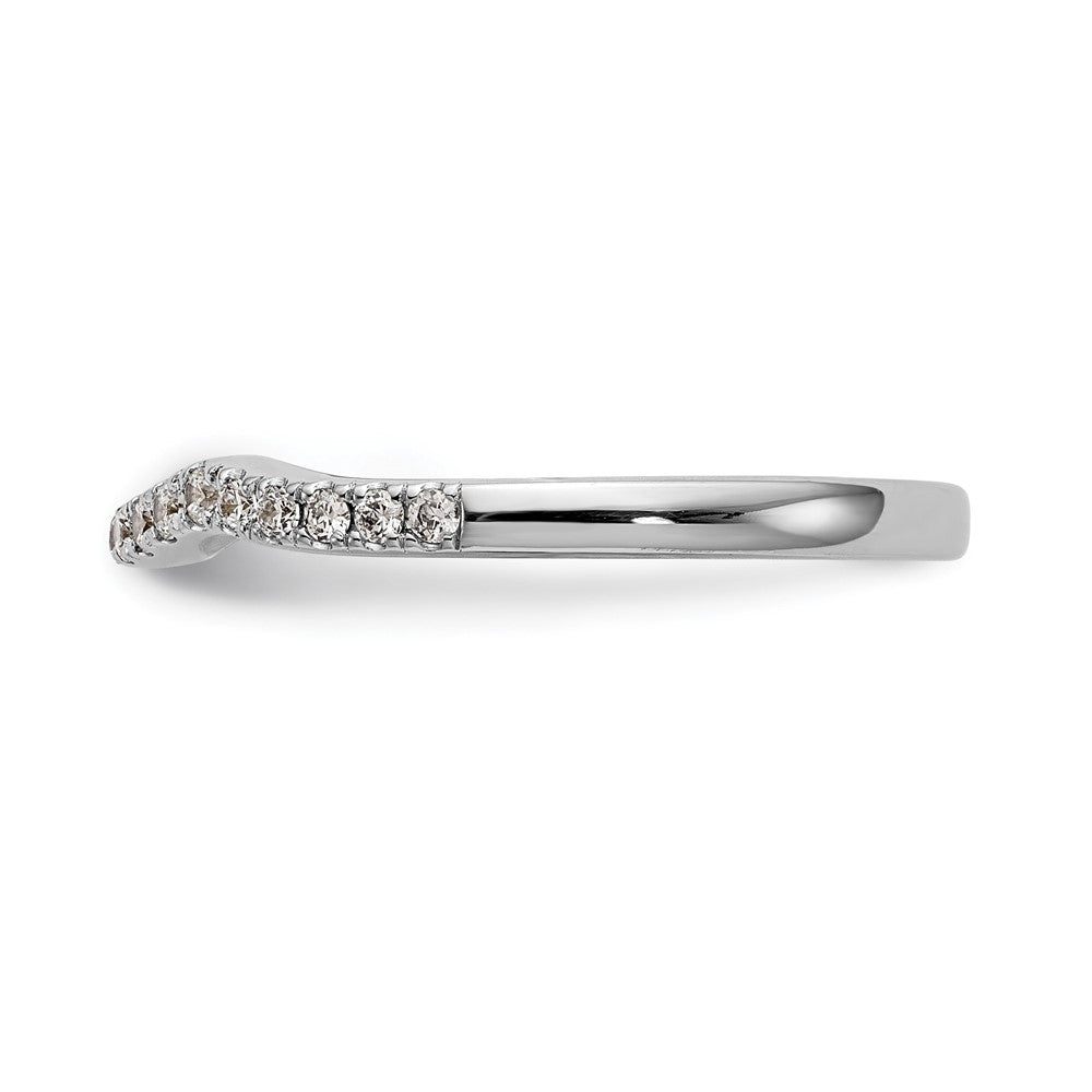14k White Gold 1/4 carat Diamond Contoured Complete Wedding Band