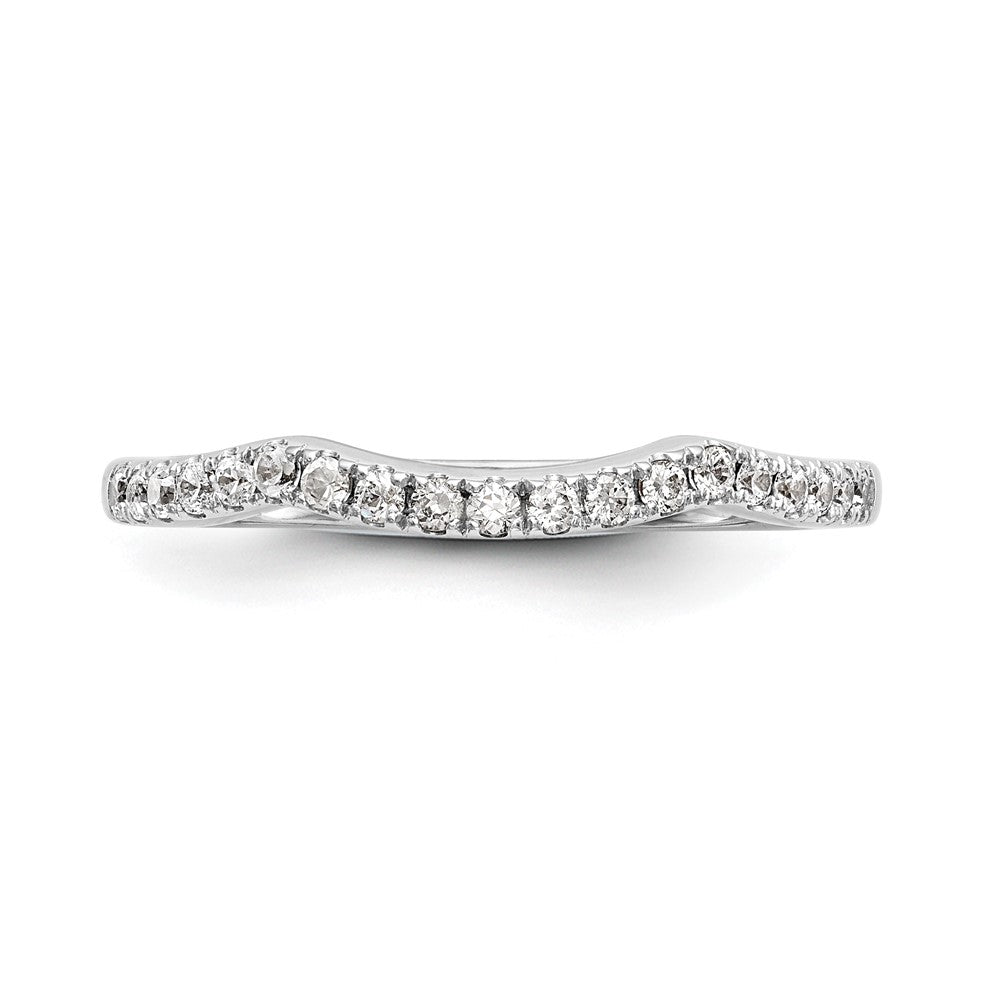 14k White Gold 1/4 carat Diamond Contoured Complete Wedding Band