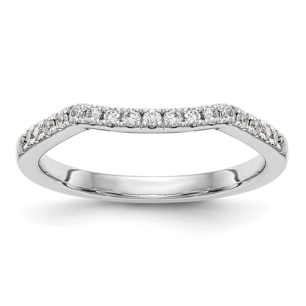 14k White Gold 1/4 carat Diamond Contoured Complete Wedding Band