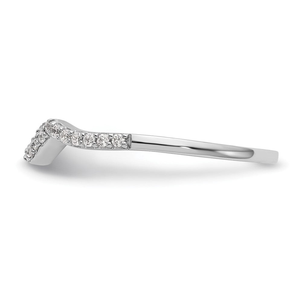 14k White Gold 1/8 carat Diamond Contoured Complete Wedding Band