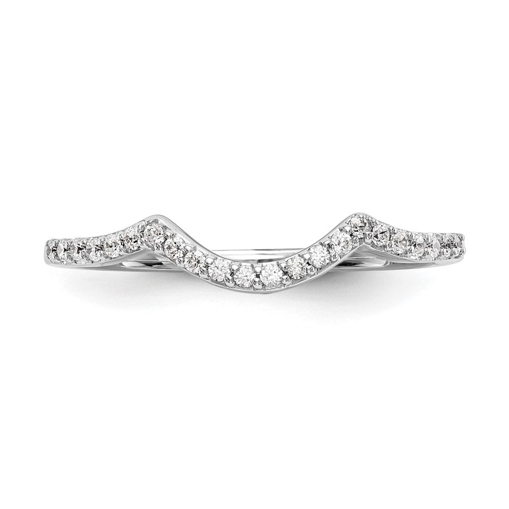 14k White Gold 1/8 carat Diamond Contoured Complete Wedding Band