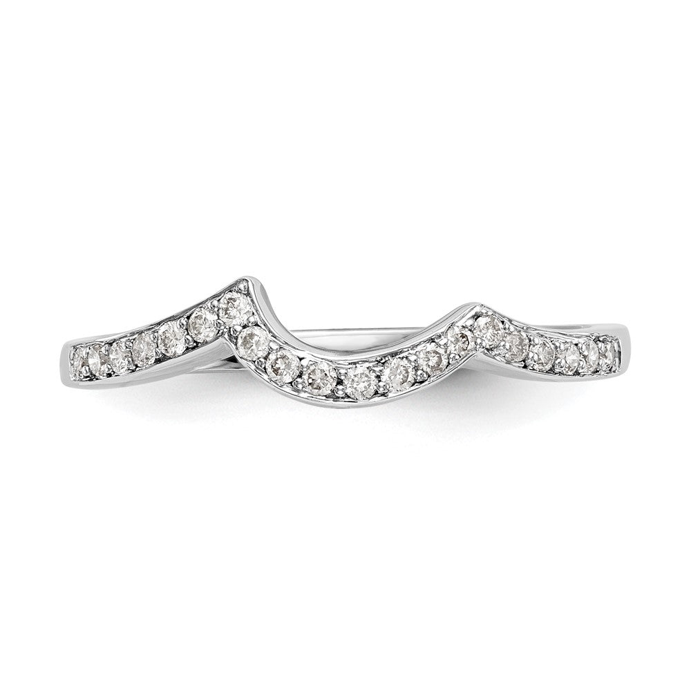 14k White Gold 1/6 carat Diamond Contoured Complete Wedding Band