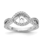 14k White Gold 1/2 carat Lab Grown Diamond VS/SI+ G+ Semi Mount Criss Cross Peg Set Engagement Ring