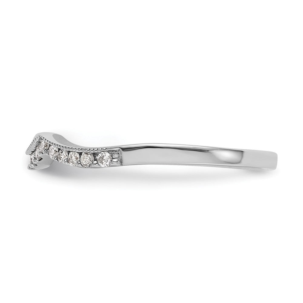 14k White Gold 1/8 carat Diamond Contoured Complete Wedding Band