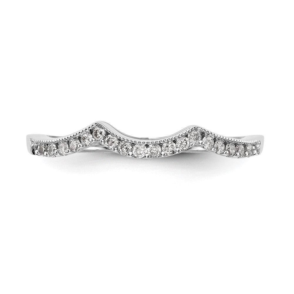 14k White Gold 1/8 carat Diamond Contoured Complete Wedding Band