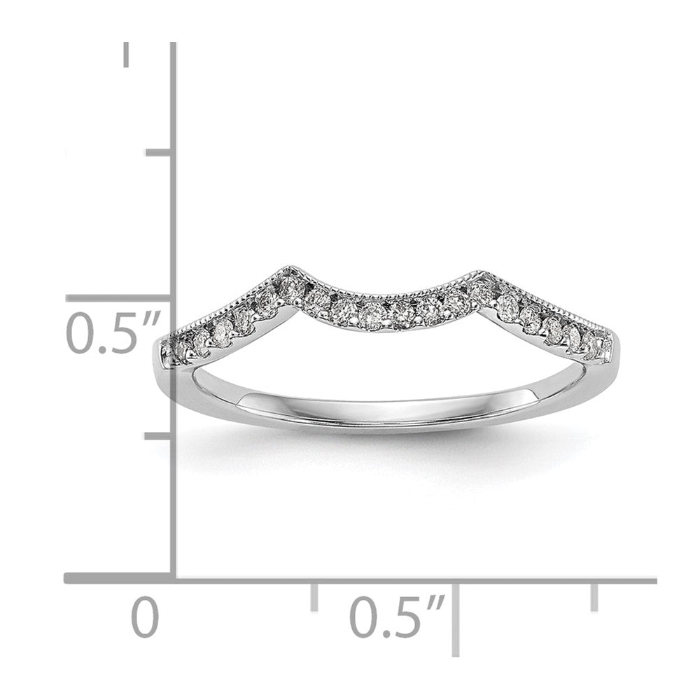 14k White Gold 1/8 carat Diamond Contoured Complete Wedding Band