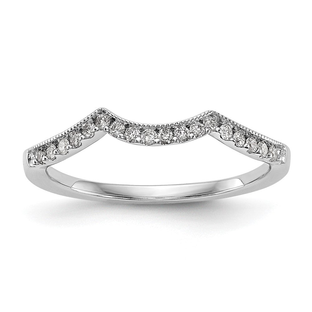 14k White Gold 1/8 carat Diamond Contoured Complete Wedding Band