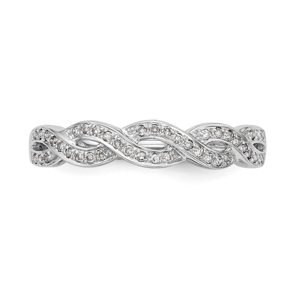 14k White Gold Criss-Cross 1/8 carat Diamond Complete Wedding Band