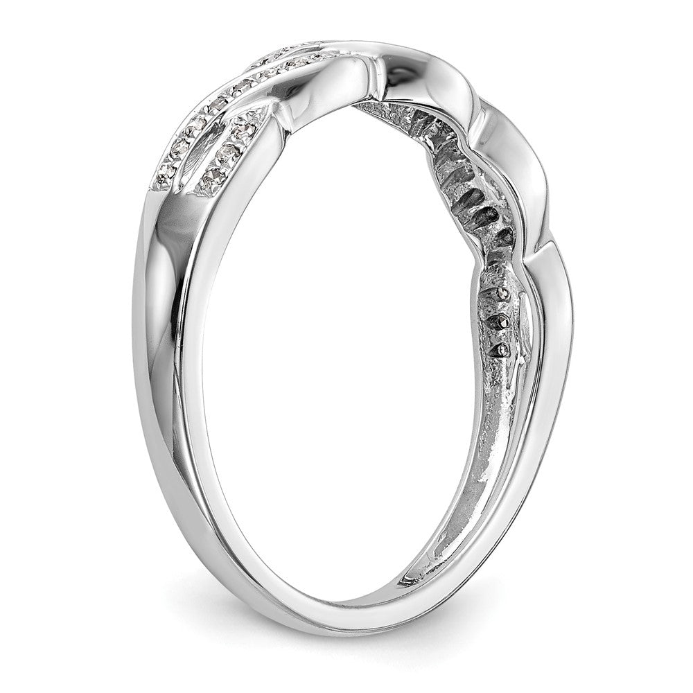 14k White Gold Criss-Cross 1/8 carat Diamond Complete Wedding Band
