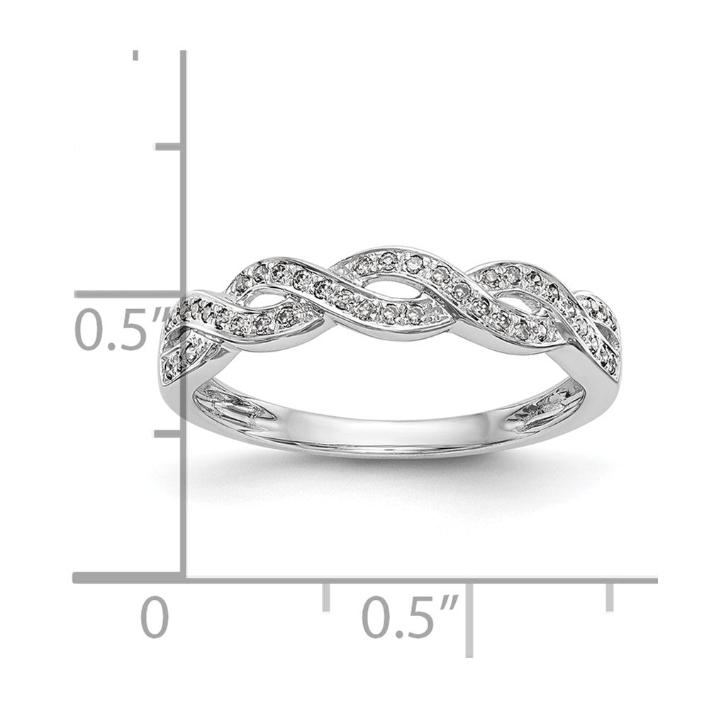 14k White Gold Criss-Cross 1/8 carat Diamond Complete Wedding Band