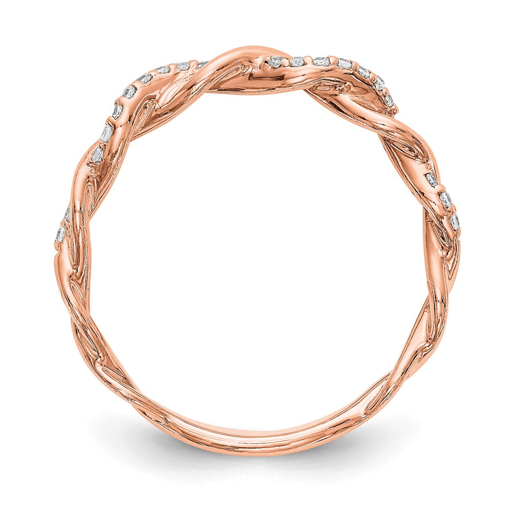 14k Rose Gold Criss-Cross 1/8 carat Diamond Complete Wedding Band