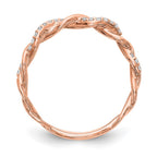 14k Rose Gold Criss-Cross 1/8 carat Diamond Complete Wedding Band