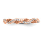 14k Rose Gold Criss-Cross 1/8 carat Diamond Complete Wedding Band