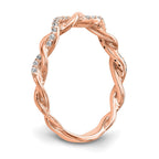 14k Rose Gold Criss-Cross 1/8 carat Diamond Complete Wedding Band