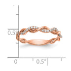 14k Rose Gold Criss-Cross 1/8 carat Diamond Complete Wedding Band