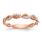 14k Rose Gold Criss-Cross 1/8 carat Diamond Complete Wedding Band
