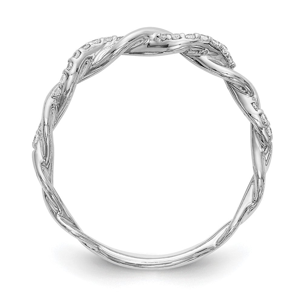 14k White Gold Criss-Cross 1/8 carat Diamond Complete Wedding Band