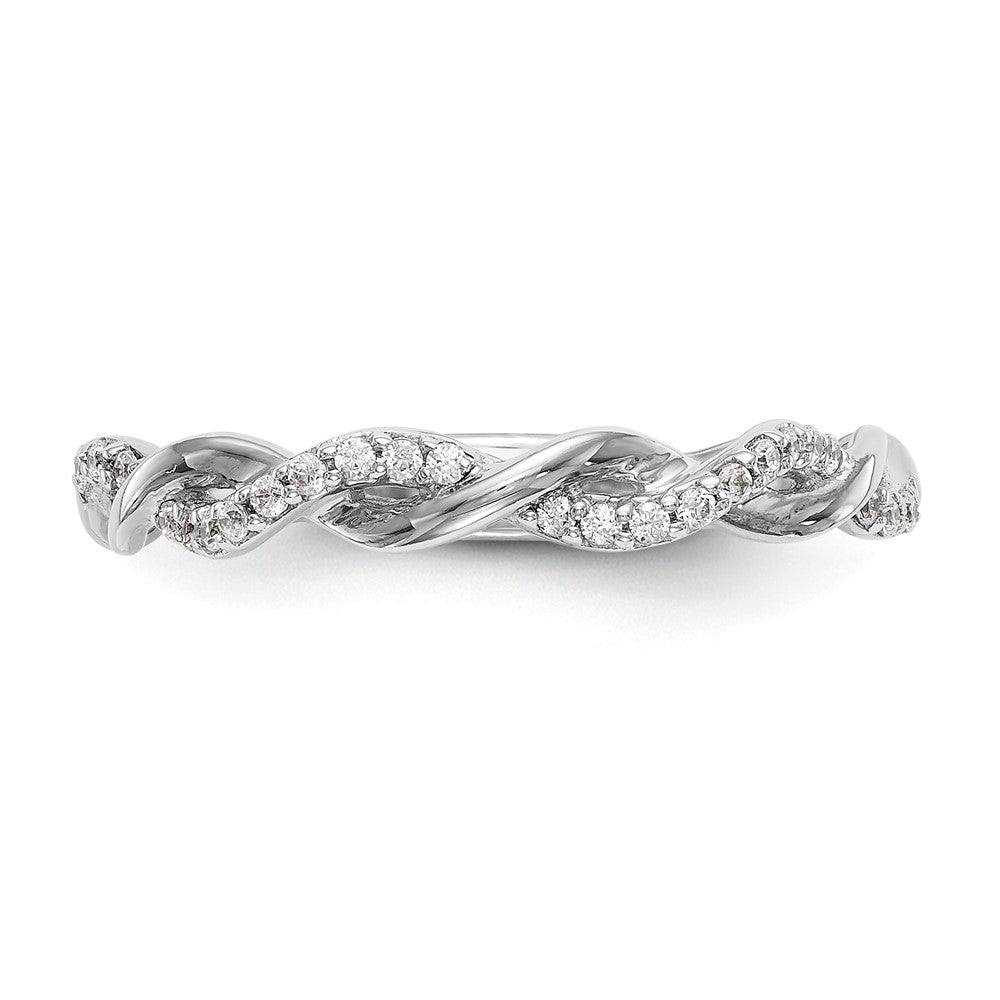 14k White Gold Criss-Cross 1/8 carat Diamond Complete Wedding Band