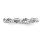 14k White Gold Criss-Cross 1/8 carat Diamond Complete Wedding Band
