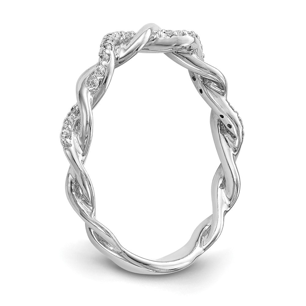 14k White Gold Criss-Cross 1/8 carat Diamond Complete Wedding Band