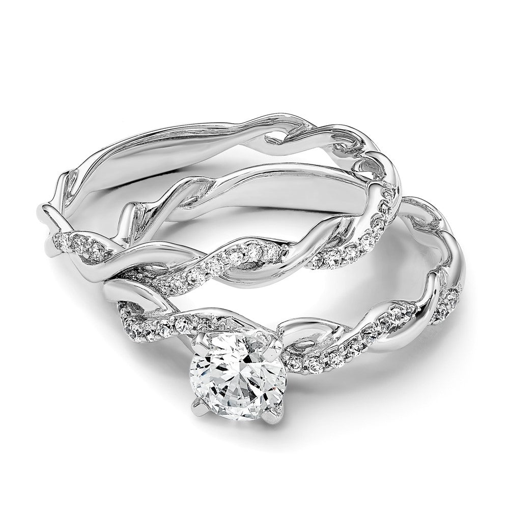 14k White Gold Criss-Cross 1/8 carat Diamond Complete Wedding Band