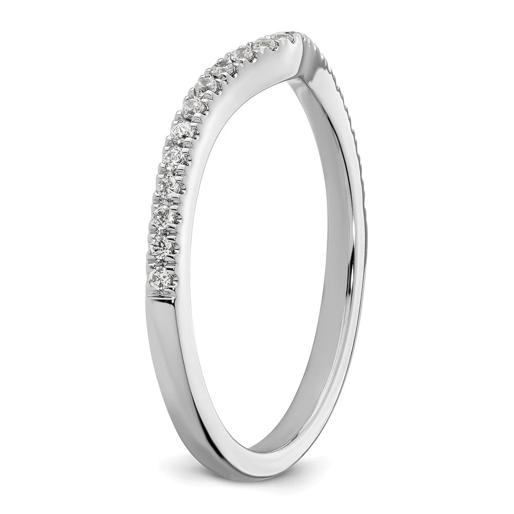 14k White Gold 1/4 carat Diamond Contoured Complete Wedding Band