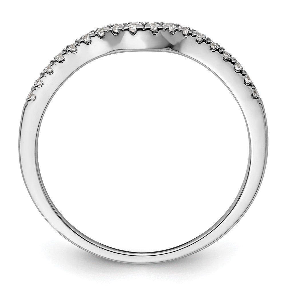 14k White Gold 1/8 carat Diamond Contoured Complete Wedding Band