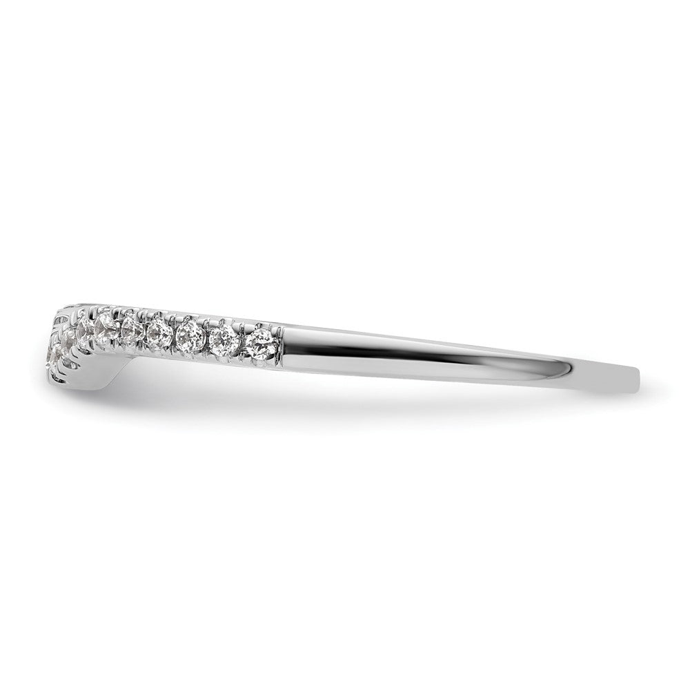 14k White Gold 1/8 carat Diamond Contoured Complete Wedding Band