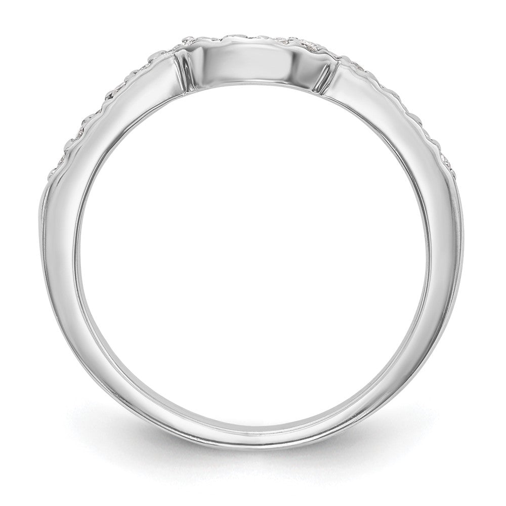 14k White Gold 1/8 carat Diamond Contoured Complete Wedding Band