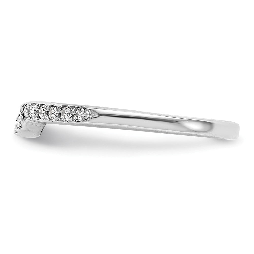 14k White Gold 1/8 carat Diamond Contoured Complete Wedding Band
