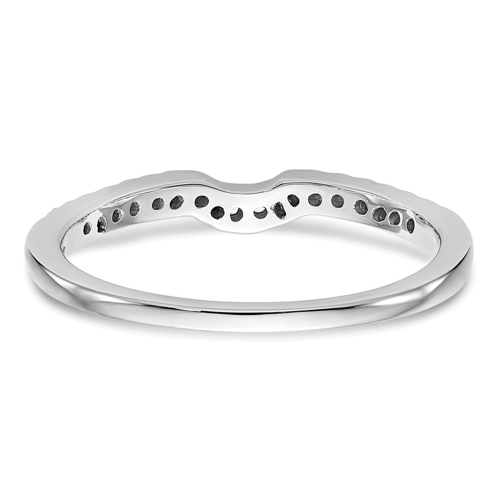 14k White Gold 1/8 carat Diamond Contoured Complete Wedding Band