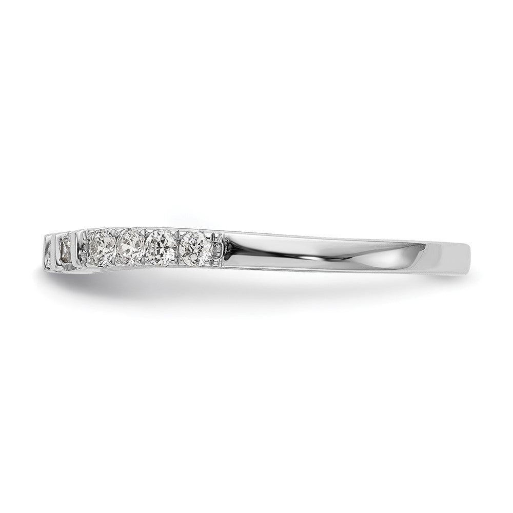 14k White Gold 1/4 carat Round/Baguette Diamond Contoured Complete Wedding Band