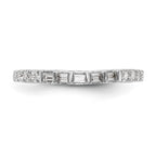 14k White Gold 1/4 carat Round/Baguette Diamond Contoured Complete Wedding Band