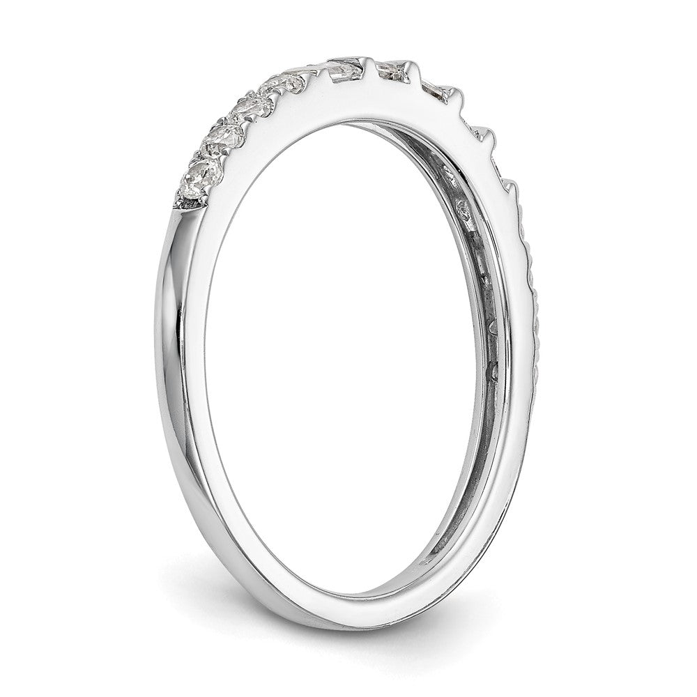 14k White Gold 1/4 carat Round/Baguette Diamond Contoured Complete Wedding Band