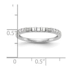 14k White Gold 1/4 carat Round/Baguette Diamond Contoured Complete Wedding Band