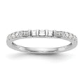 14k White Gold 1/4 carat Round/Baguette Diamond Contoured Complete Wedding Band