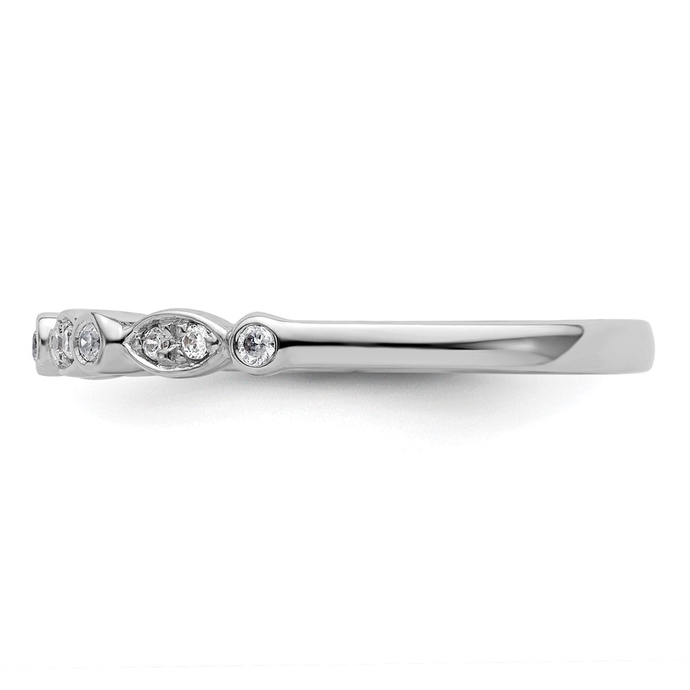 14k White Gold 1/10 carat Diamond Complete Wedding Band