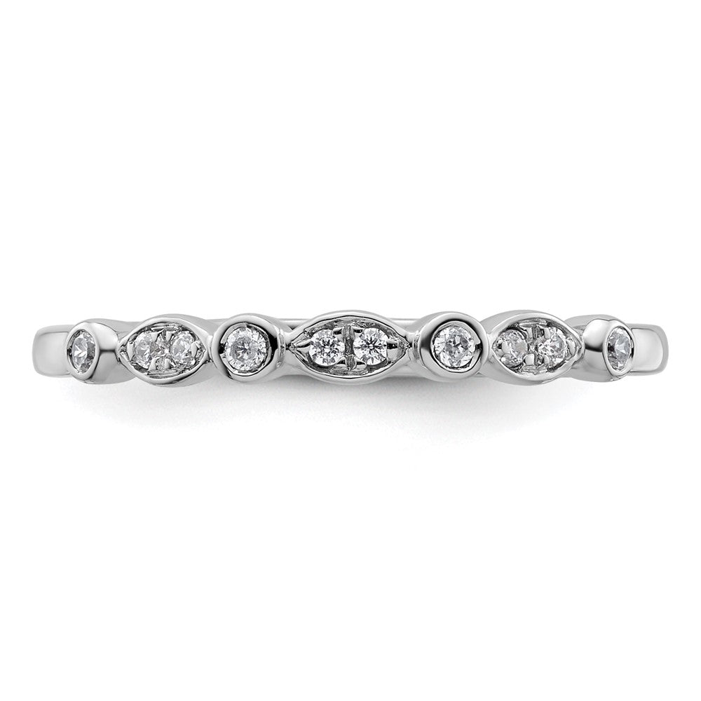 14k White Gold 1/10 carat Diamond Complete Wedding Band
