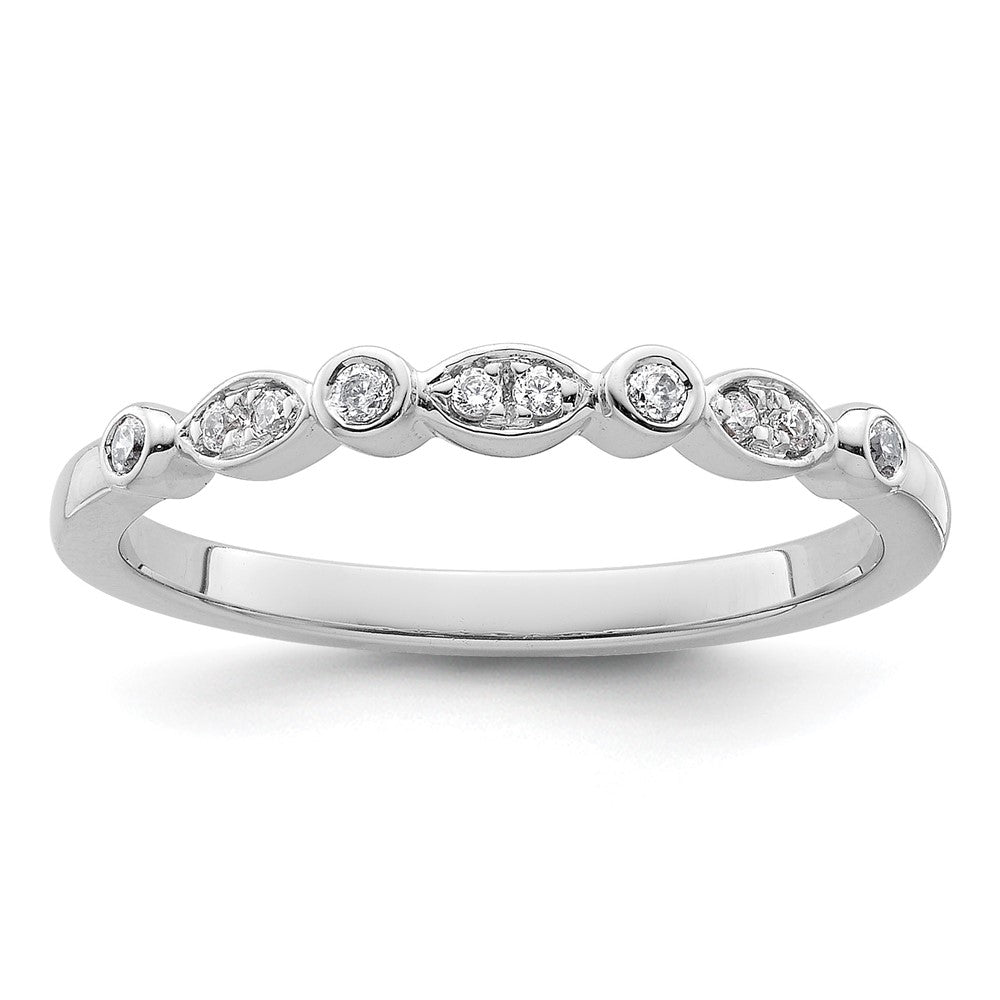 14k White Gold 1/10 carat Diamond Complete Wedding Band