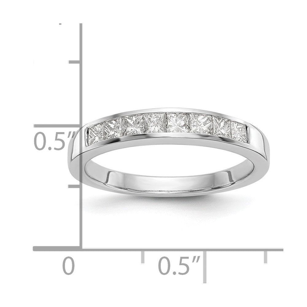 14k White Gold 8-Stone 1/2 carat Princess Diamond Complete Channel Band