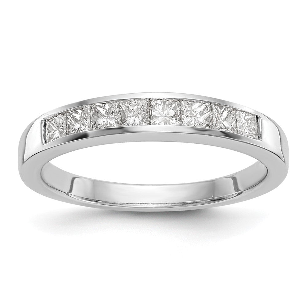 14k White Gold 8-Stone 1/2 carat Princess Diamond Complete Channel Band
