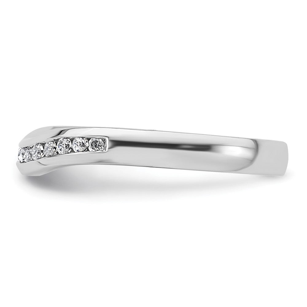 14k White Gold Channel-set 1/5 carat Diamond Contoured Complete Wedding Band