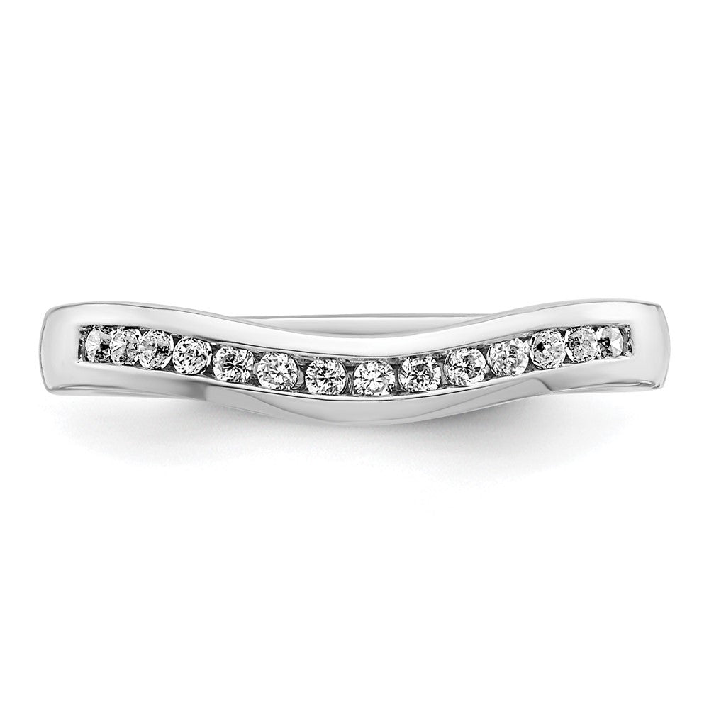14k White Gold Channel-set 1/5 carat Diamond Contoured Complete Wedding Band